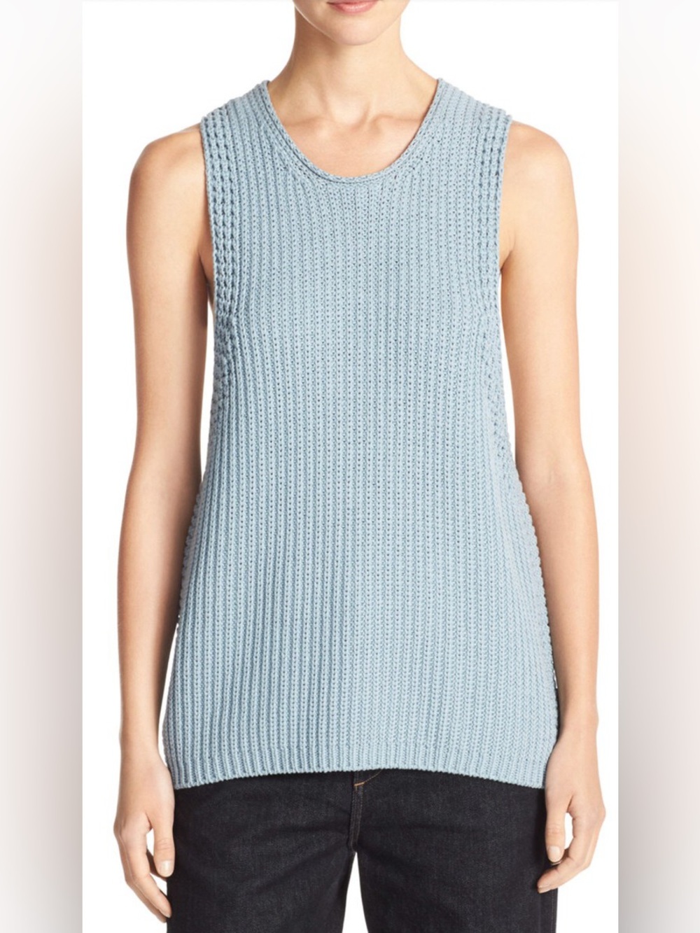 VINCE Knit Sweater Tank - Cool Blue